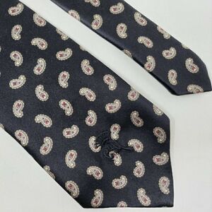 COUNTESS MARA SISTINE SATIN SILK TIE BLACK PAISLEY PATTERN 3.5" WIDE